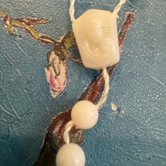White Beaded Rosary with Cross - Picture 4 of 4